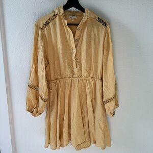 Boteh Raffia Collar Dress in Butter Yellow